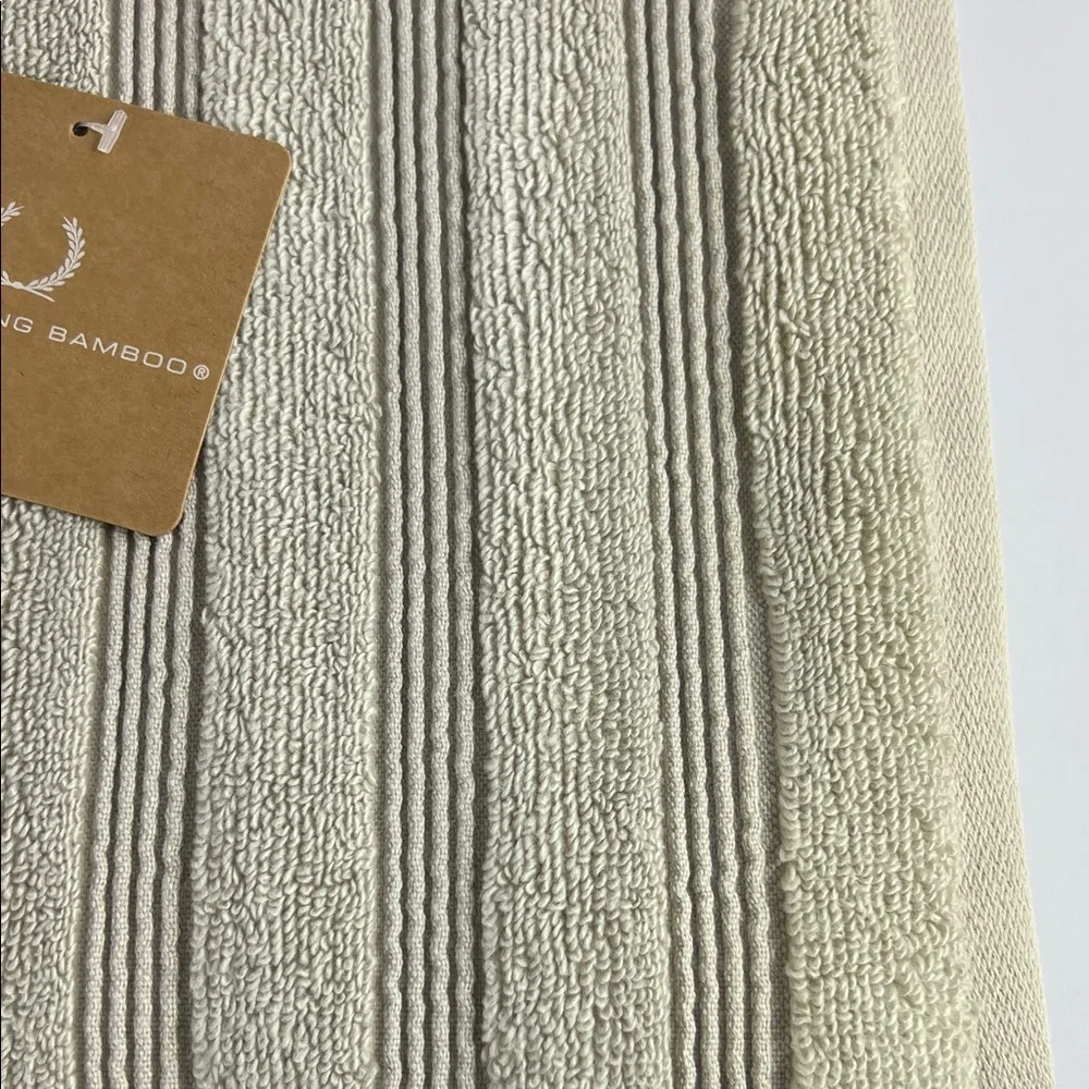 Alfred Sung Bamboo Bath Towel Set Tan Plush Cotton Rayon Blend Set of 2 NEW